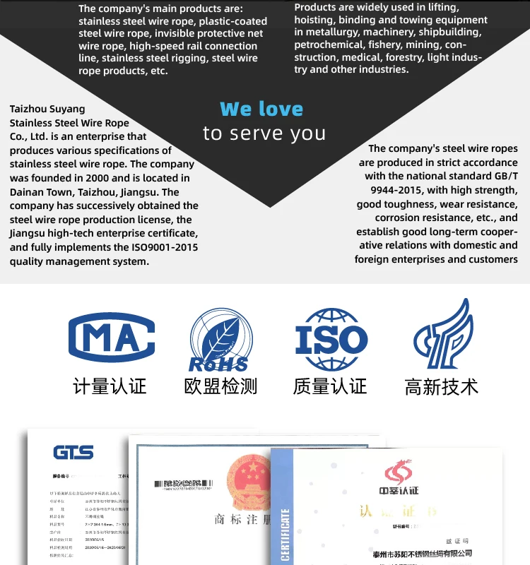 7*7 316 7mm, nylon coating steel wire rope Wire Rope/Wire Cable 1.0-40mm