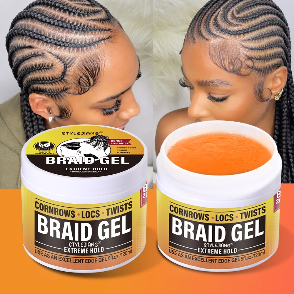 Super Strong Extreme Hold Glitter Shine Jam Braid Gel Non Greasy Loc Thick Clear Braiding Jam Hair WAX Gel And Edge Control
