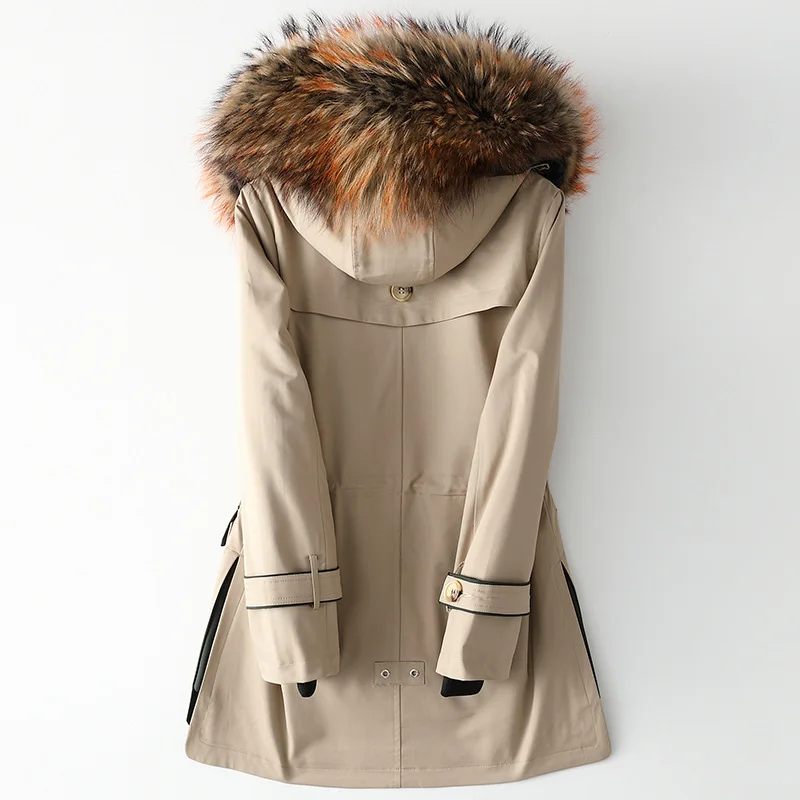 
Keep Warmer Real Raccoon Fur Parkas Women Ladies Winter Thicken Rabbit Fur Lining Long Coats 