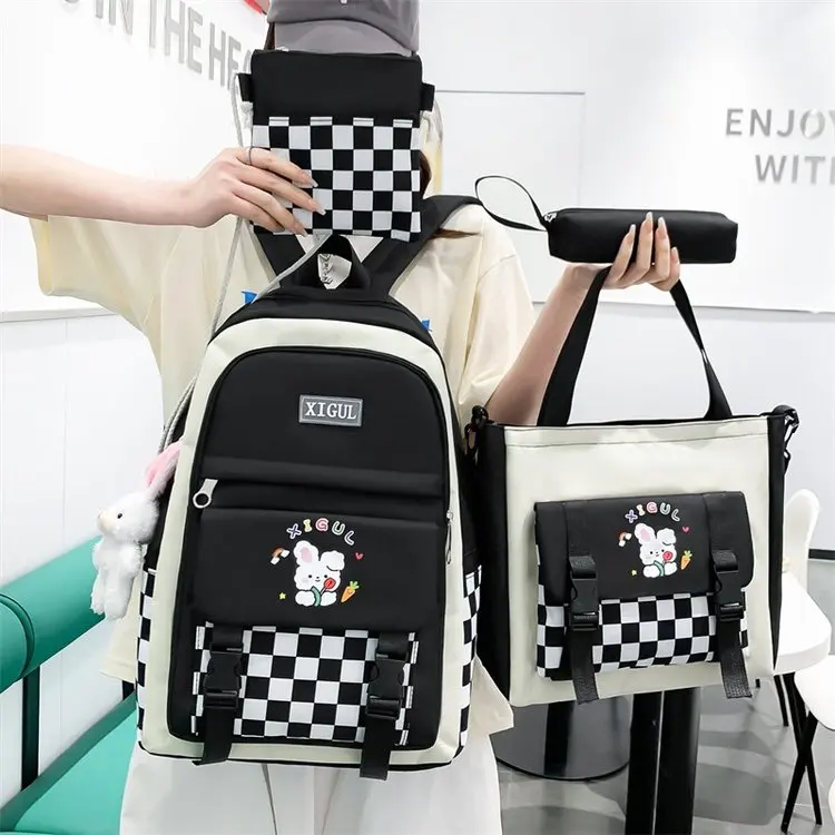 4 шт. набор рюкзак для девочек Дети средняя школа старшей школы студента колледжа Повседневный Рюкзак детский школьный рюкзак