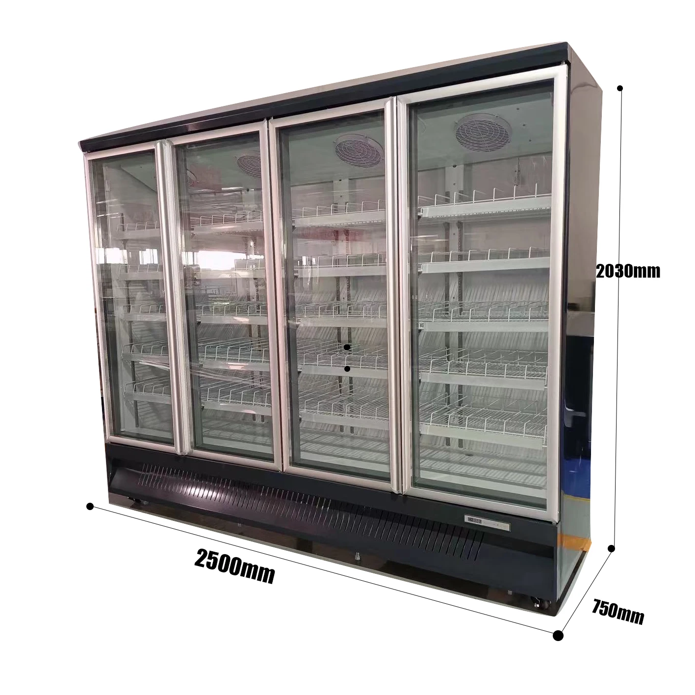 NE-1450CL четырехстеклянный дверной дисплей шкаф для напитков в супермаркете автоматический холодильник с воздушным охлаждением