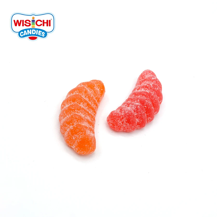 Free Sample Halal Chewy Bulk Colorful Starch Candies 1KG Soft Candy Orange Slice Gummy Candy Sweet Fruity Flavor Bag Packaging