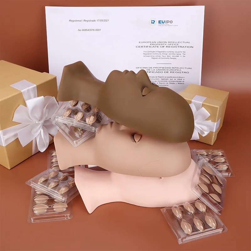 Hollyren 3 Colors Lash Mannequin Custom Black Pink Complexional Lash Training Head Soft Touch Lash Tech Mannequin