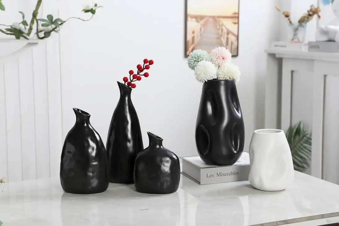 Современный скандинавский стиль матовая белая керамическая ваза для помещений домашний декор с креативной цветочной акцией внутреннего орнамента