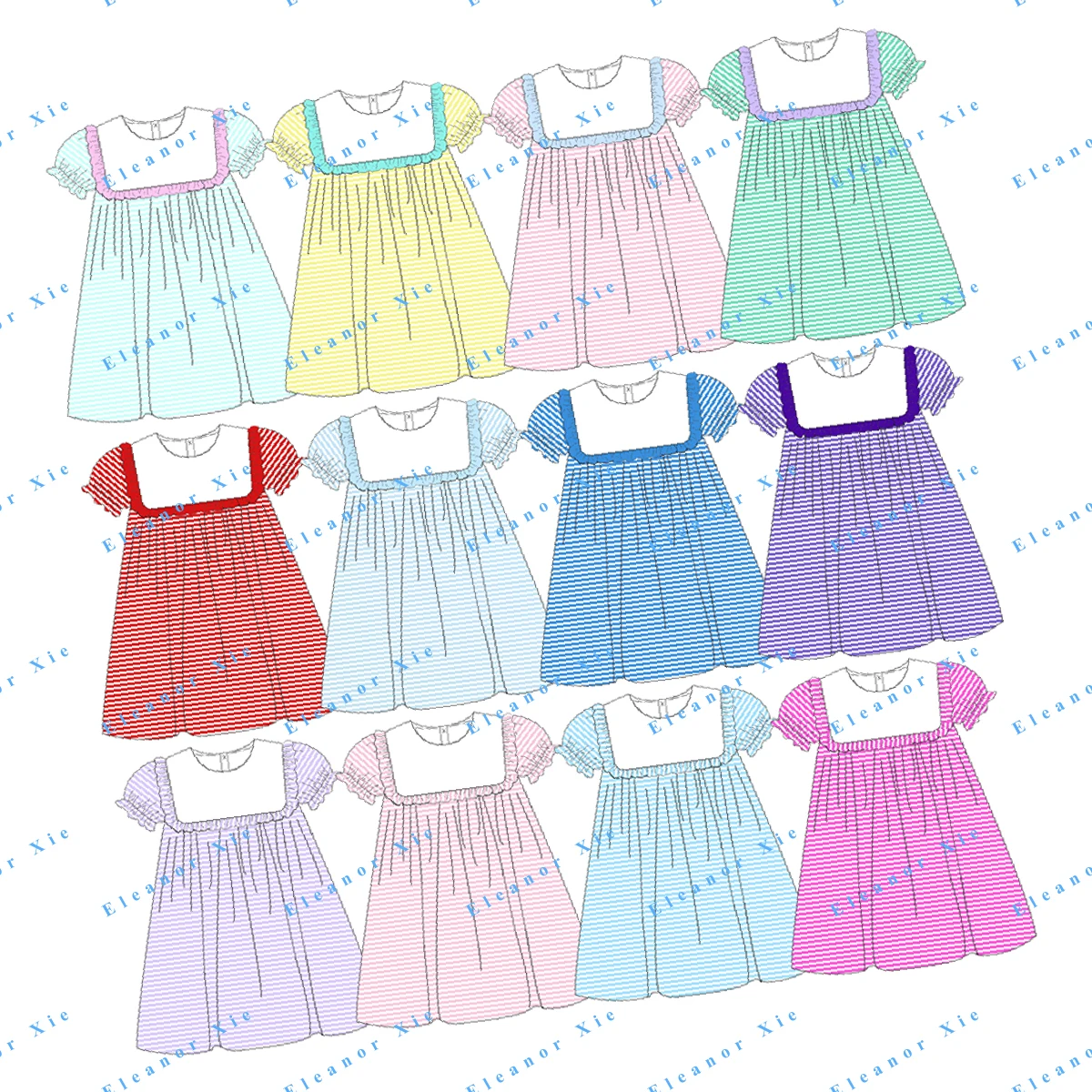 Новая модель платья для девочек с квадратным воротником и оборками одежда малышей коротким рукавом Хлопковое трикотажное платье