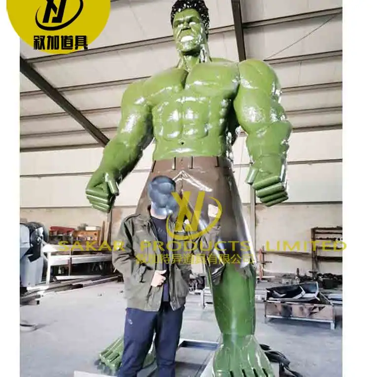 8ft Tall Large Size Outdoor Decoration Fiberglass Painting Life Size Cartoon Statue Sculpture Realistic Hulk Statue Cinema