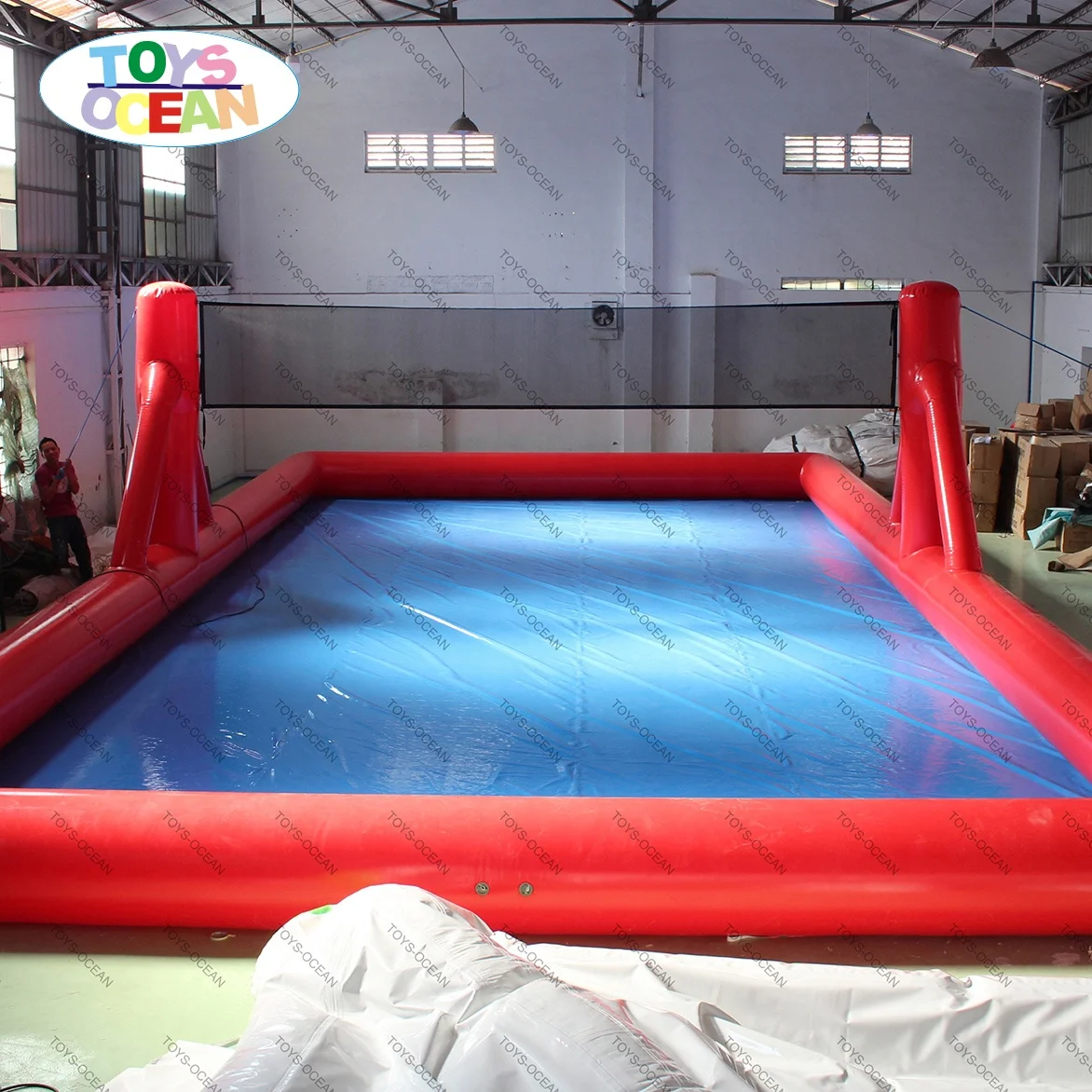 Cheap inflatable water volleyball court, beach inflatable water park game, water sport inflatable aqua volleyball field