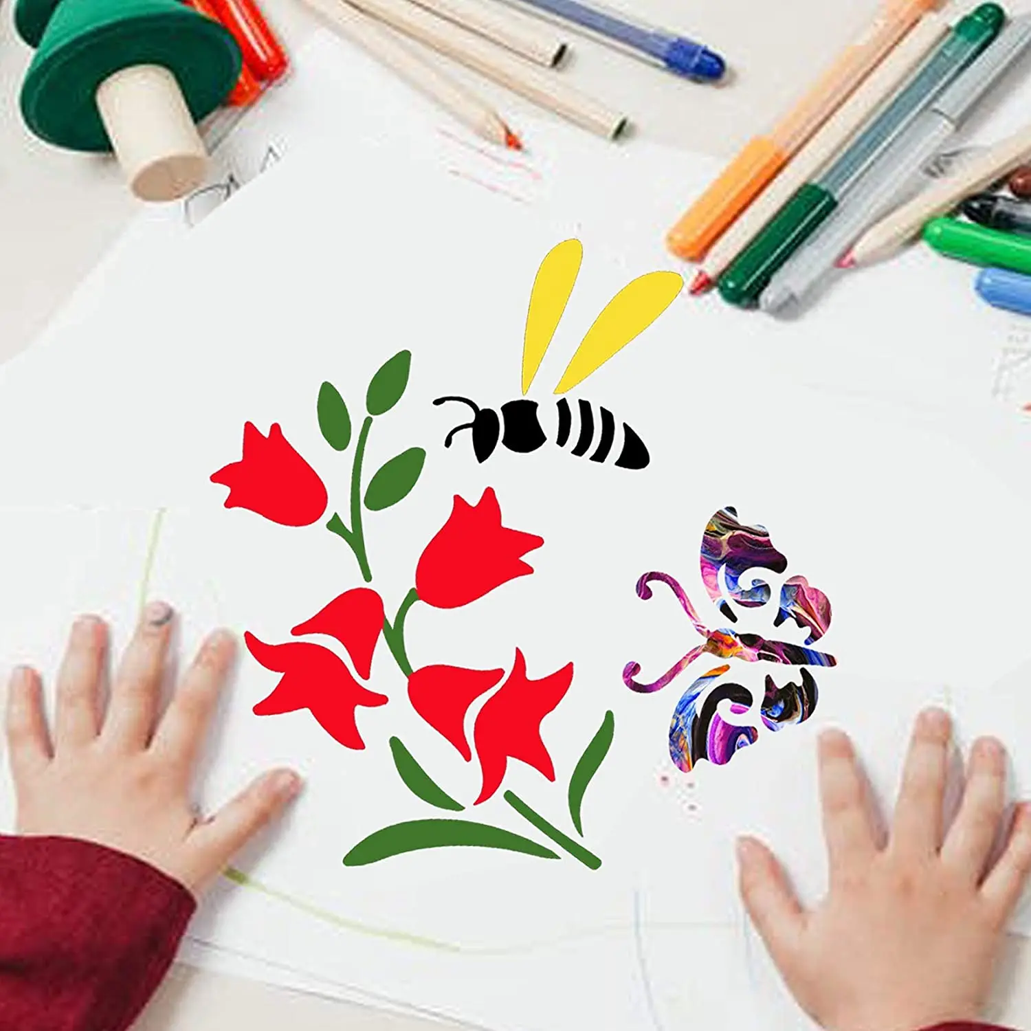 Stencils for Painting on Wood Canvas Drawing Reusable Stencils for Crafts Template Paint Stencils Set for Home Decor