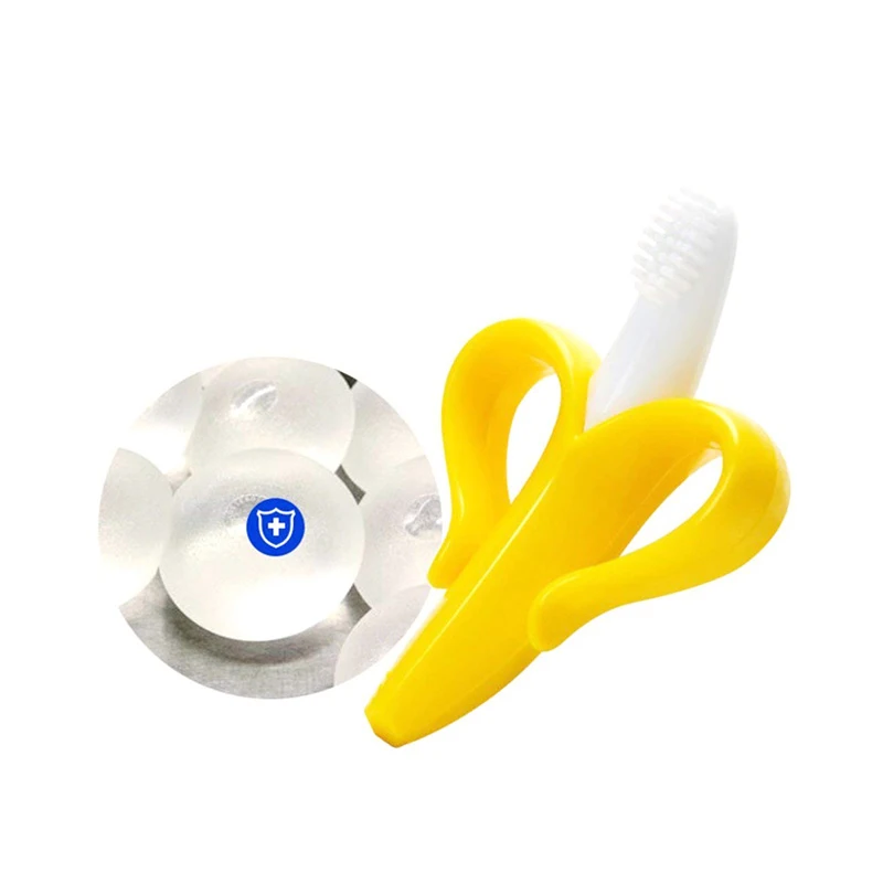 Забавная детская зубная щетка с мультипликационным принтом, молярная палочка, BPA бесплатно, мягкая силиконовая детская зубная щетка