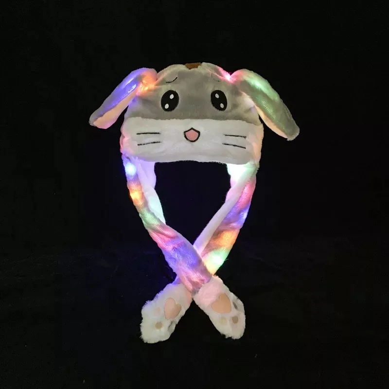 2022 New Style Popular Lovely Plush Hat Long Ear Moving Dancing Rabbit Animal Cute Rabbit Ear Hat with Light