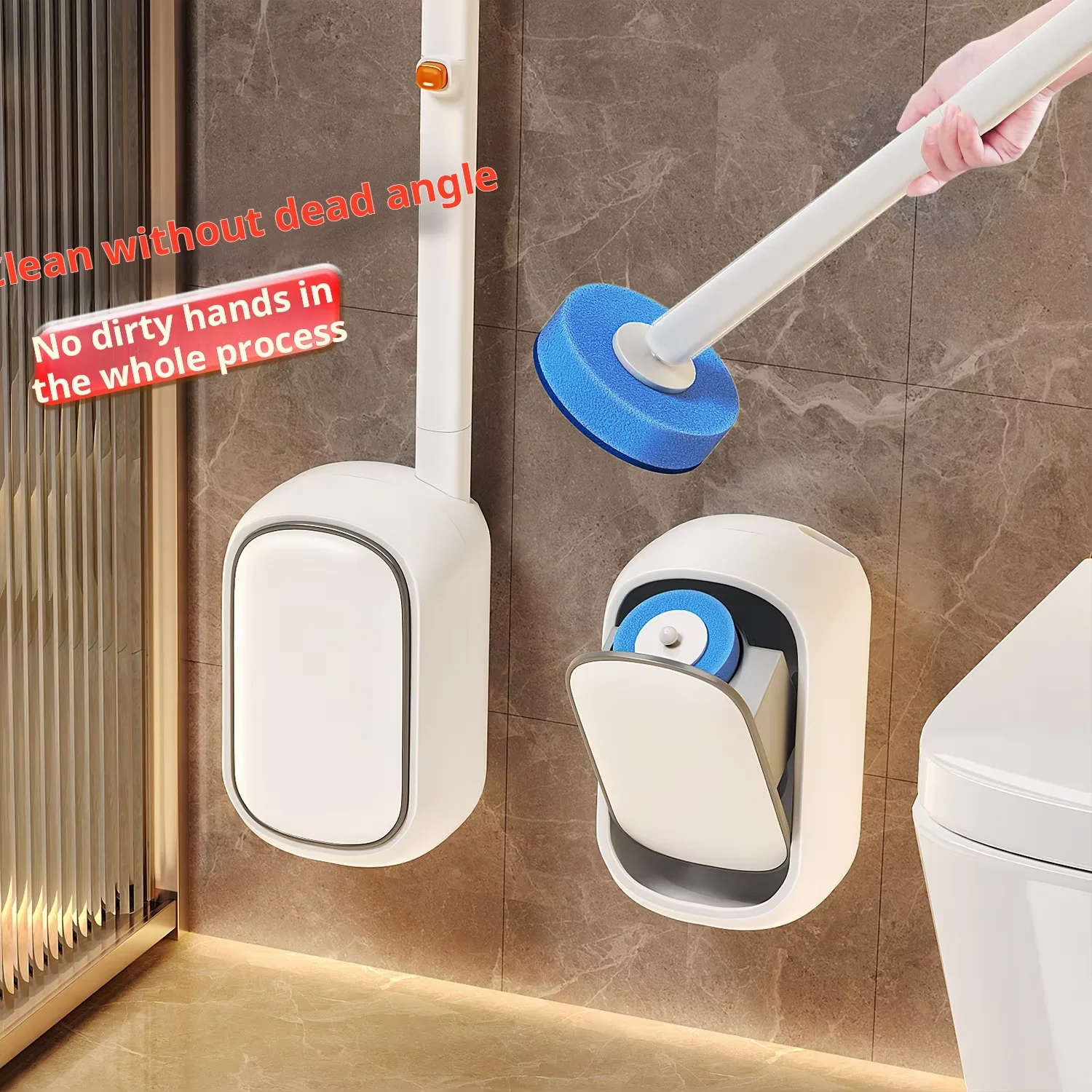 1set Disposable Toilet Brush Set 1PC Handle +50PCS Cleaning Replacement Head New Disposable Toilet Brush Set No Dead Corner Toil
