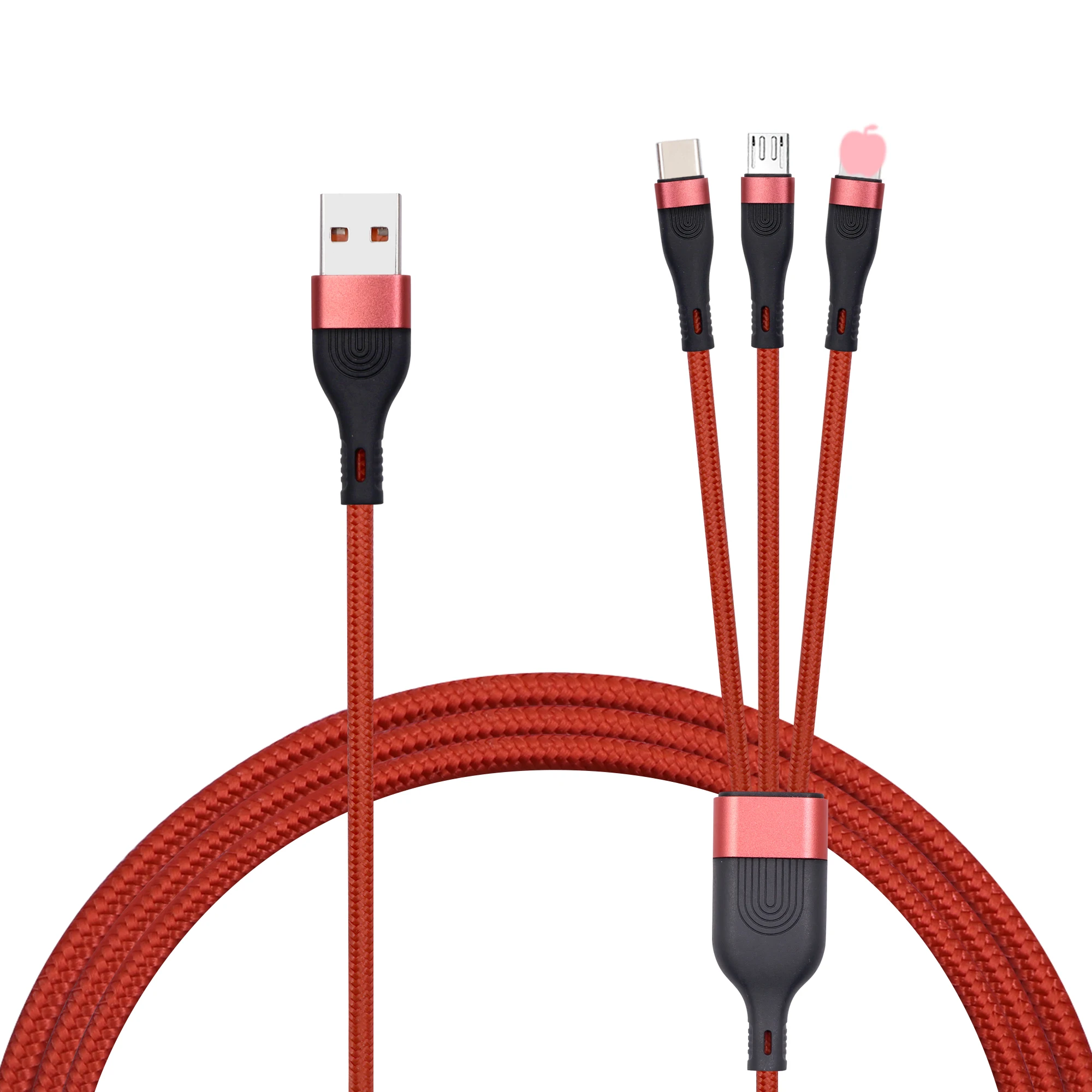 Multi Charging Cable 3 in 1 Nylon Braided Multi USB Cable Multiple Charger Fast Charging Cord Compatible with Most Smart Phones