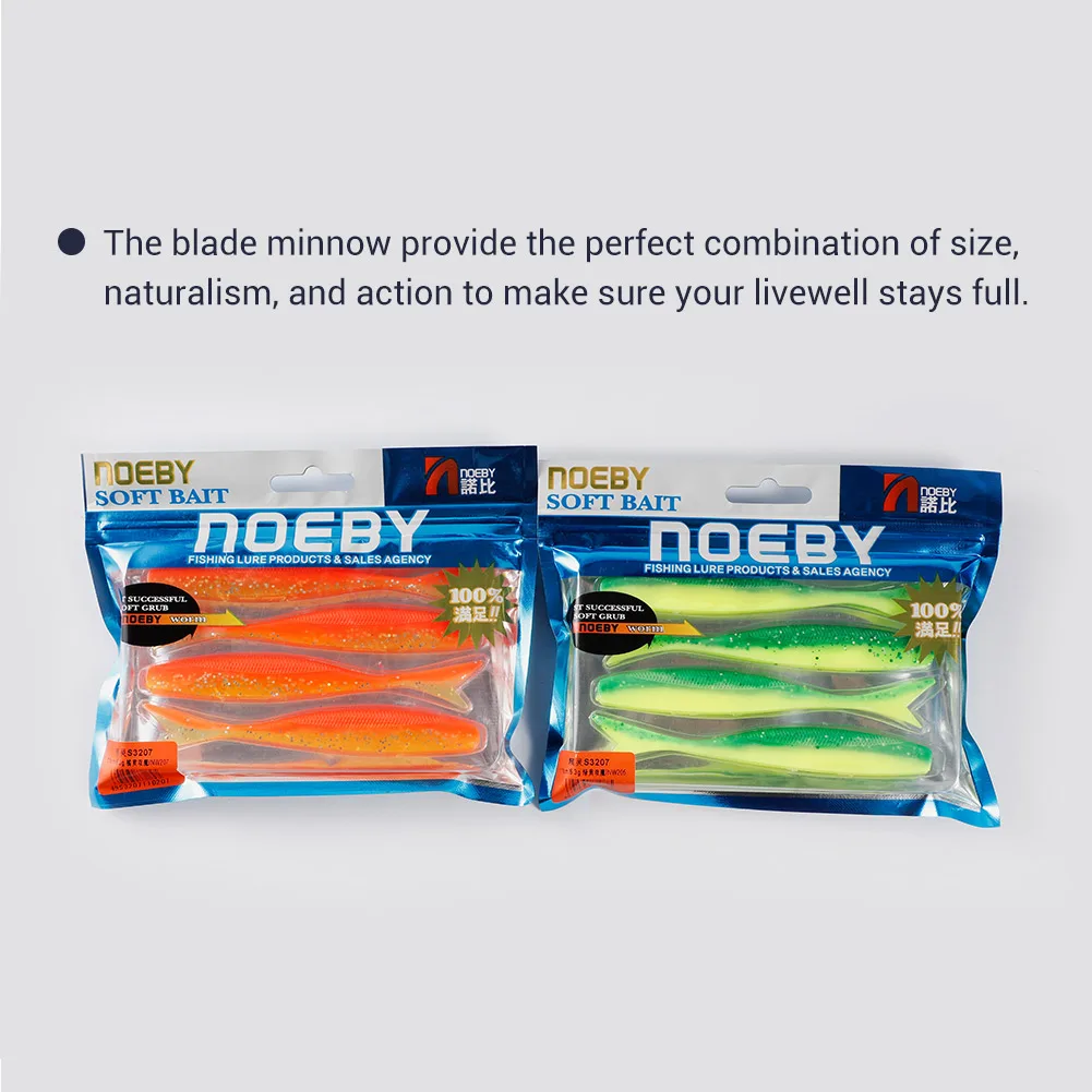 NOEBY Blade Minnow Soft Lures 11cm 6.3g Dart Silicone Worm Artificial Soft Bait Swimbait For Bass Fishing Lure