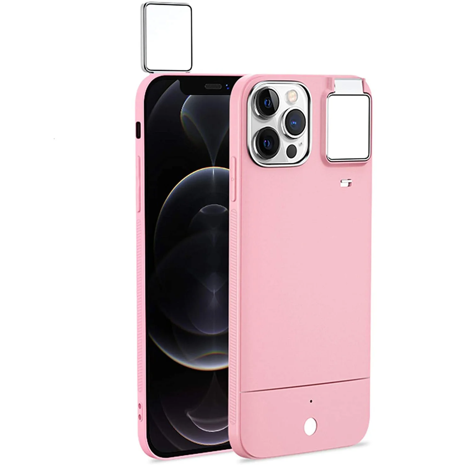 Selfie Light Phone Case LED Fill Light Ring Flash Phone Case Protective Cover For iPhone 12 Pro Max Back Cover Case