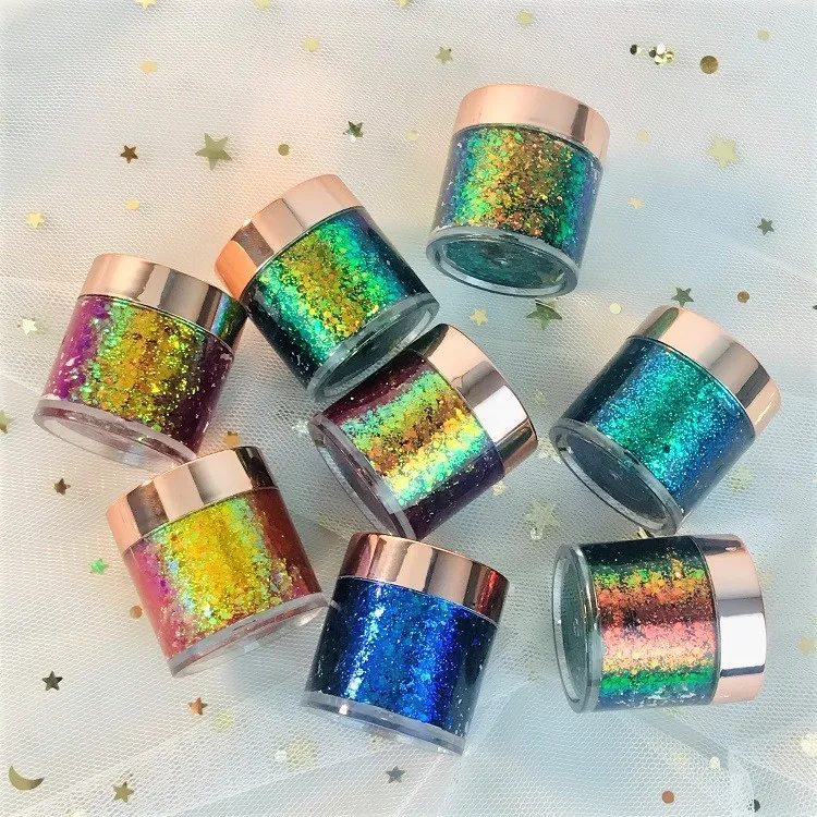 Vendor Holographic Custom No Logo 8 Colors Single Duochrome Multi Chrome Eye Shade Makeup Chameleon Glitter Eyeshadow Gel