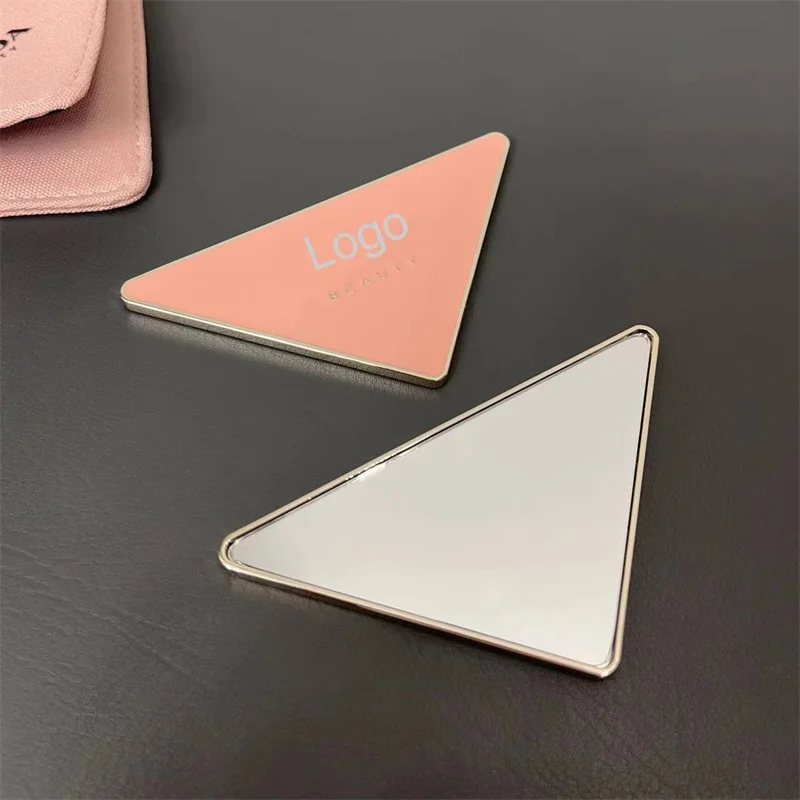 Triangle Hand Held Purse Mirror Beauty compact zinc alloy luxury makeup mirror skin care cosmetic promotional pocket mirror
