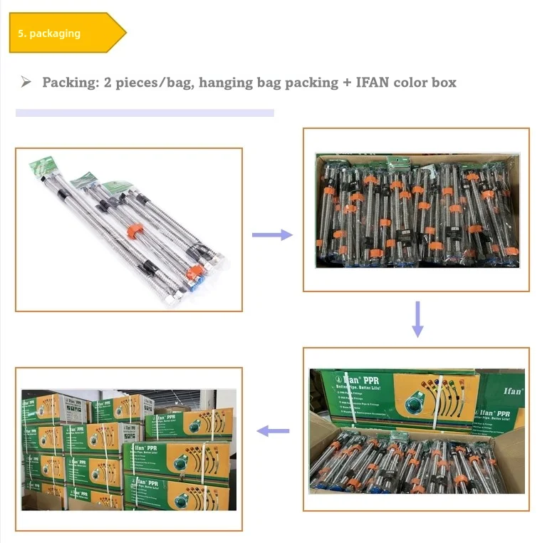 IFAN Factory Direct Metal Flexible Hoses 1/2 Plumbing Hoses All Types Stainless Steel Corrugated Pipe