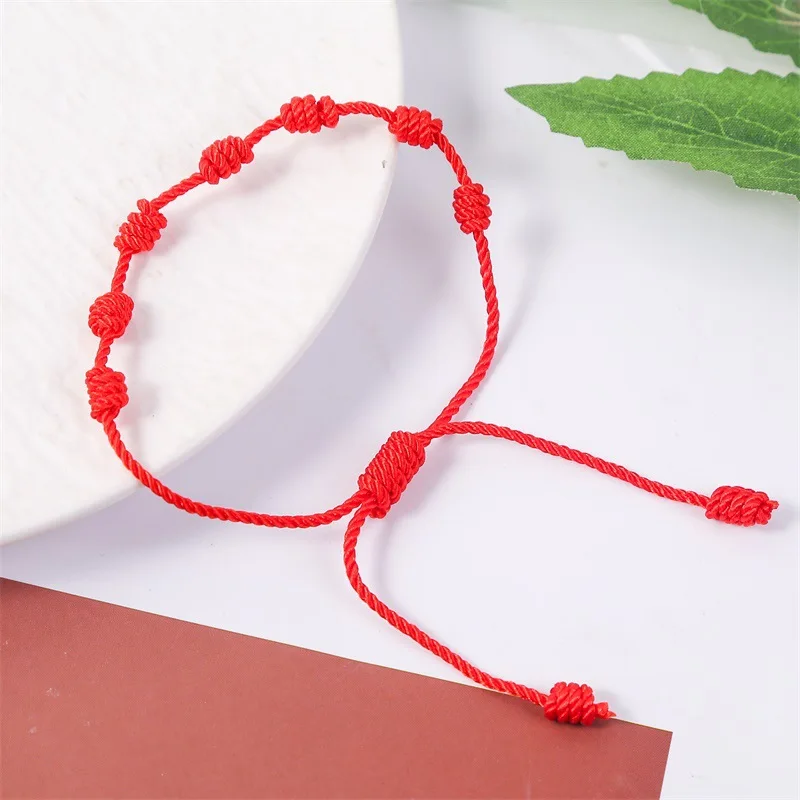 7 Knots Red Protection Friendship Bracelet Adjustable Knot Bracelet String Chinese Good Luck Bracelets Jewelry For Women Men