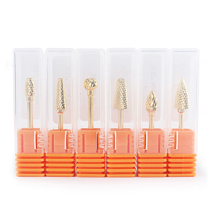 Safety  Gold Tungsten Steel Nail Drill Bits Burr Milling Cutter