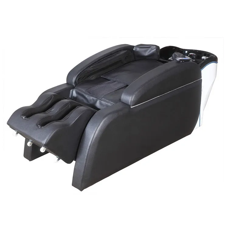 Kisen hot sale semi auto shampoo bed massage human touch beds hair washing electric chair with basin for salon barbershop use