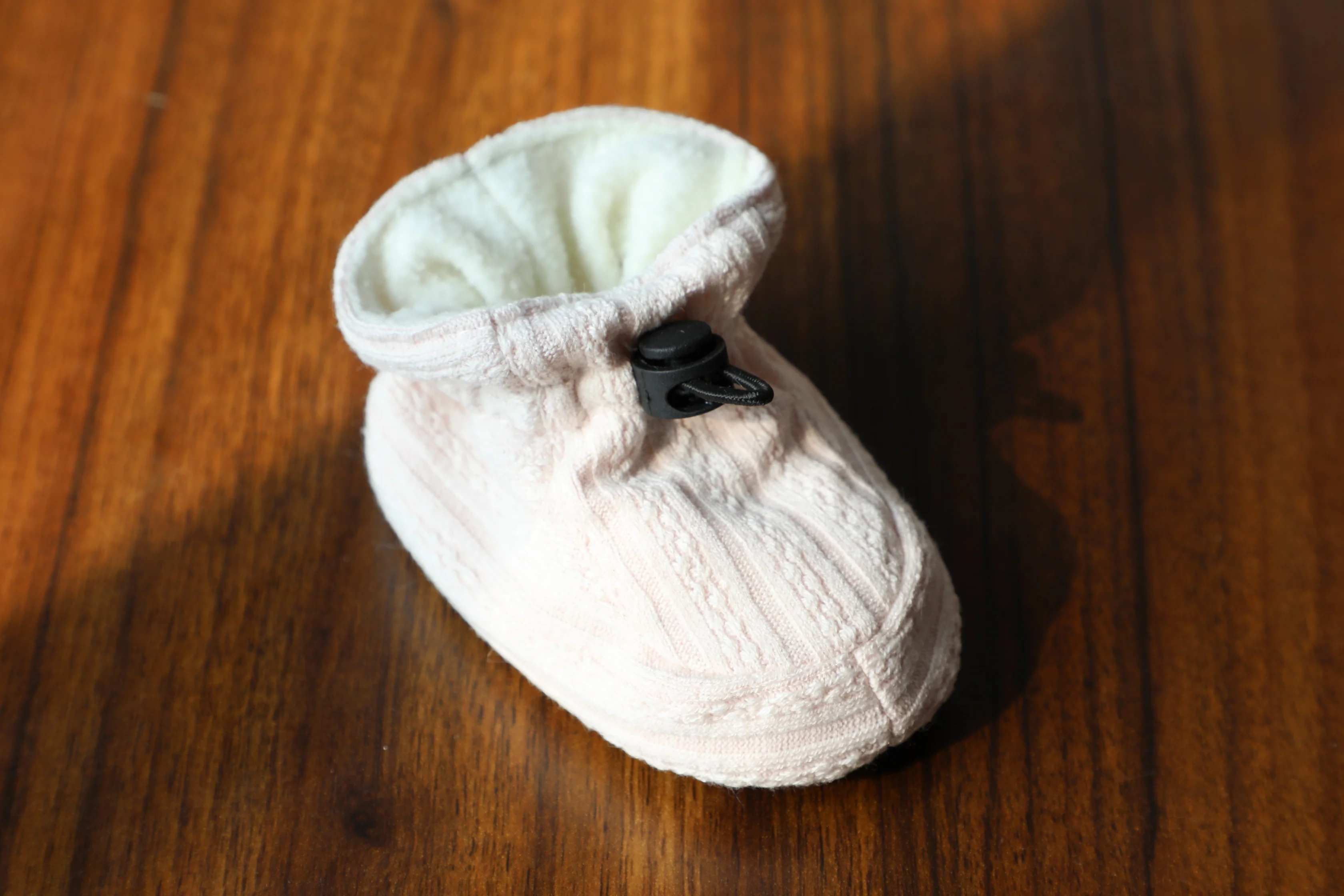 
light pink knit fabric winter warm camo fleece kid baby indoor shoes 