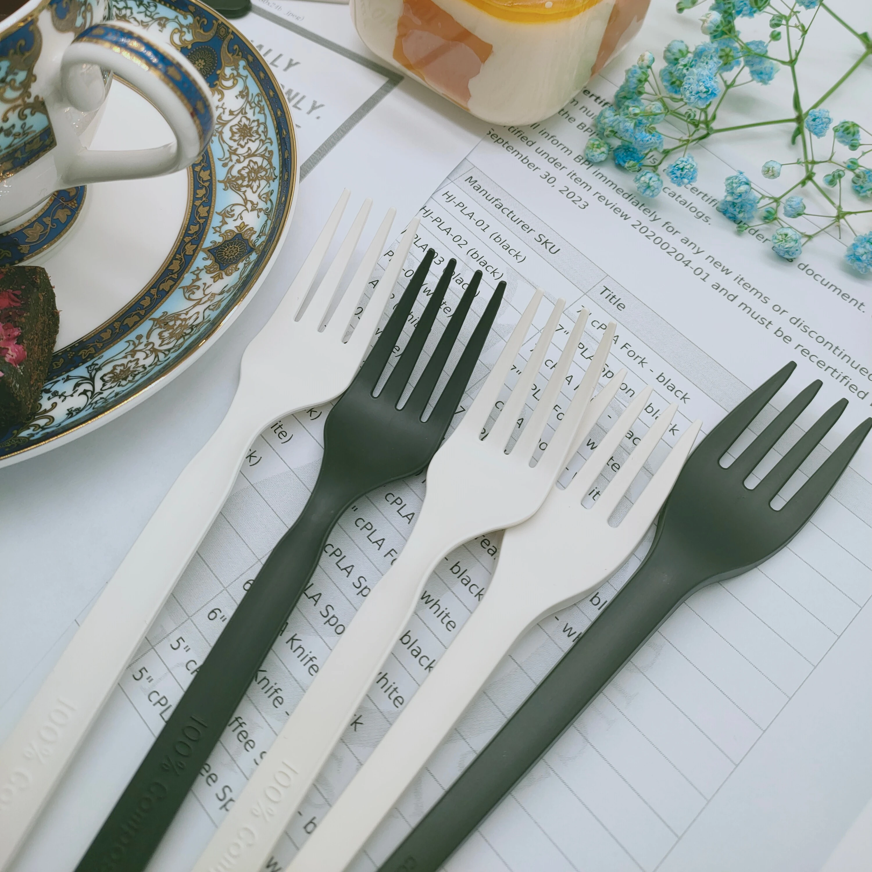 
GreenWorks Delicate 6 inch Strong and not plastic compostable fork cutlery cpla fork for restaurant , party or home 