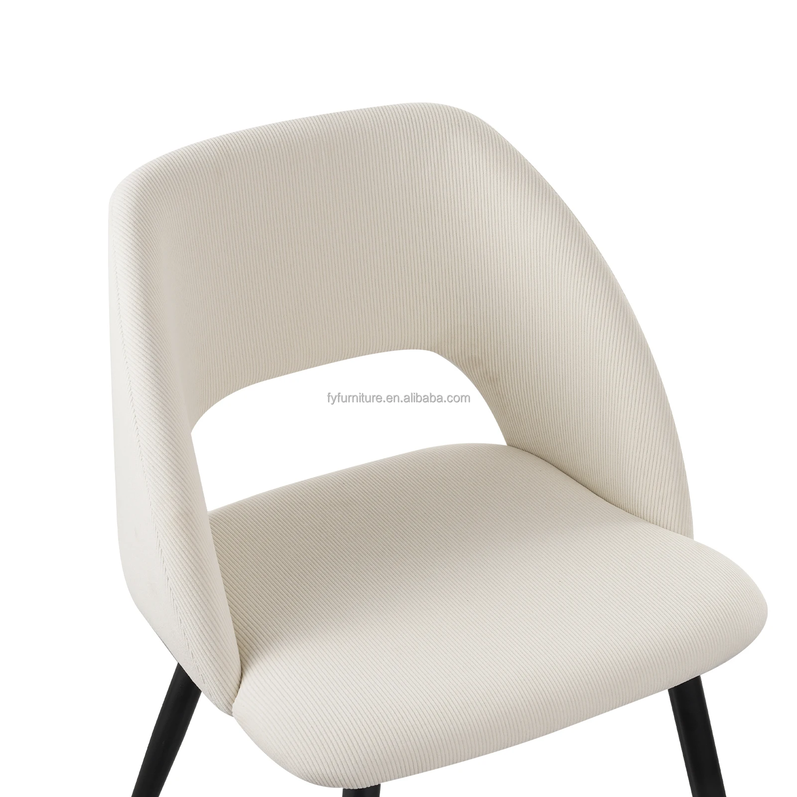 Free Sample Customized Furniture Kitchen Nordic Modern Metal Legs Upholstered Velvet Fabric Dining Chair