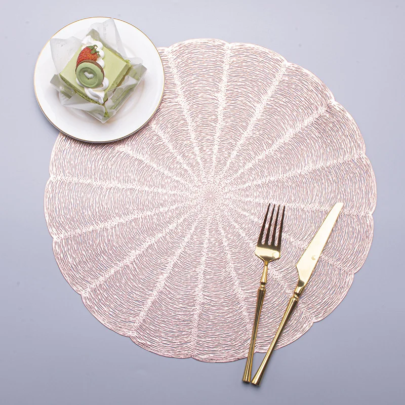 High Quality PVC Round Hollow Table Mats Plastic Woven Plastic Placemats Dinner Plate Dish for Restaurant Hotel