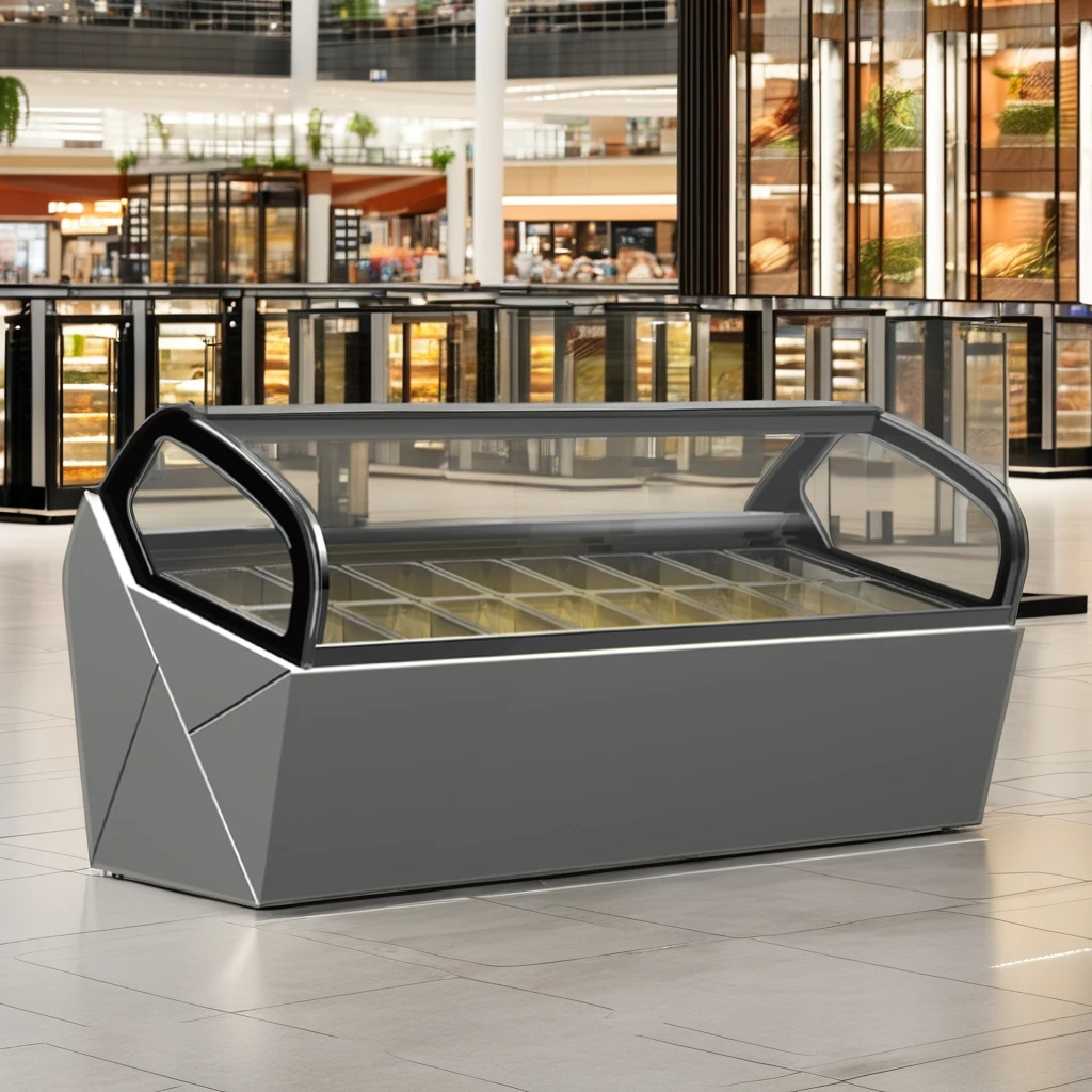 Commercial 18-Pan LED Display Freezer Single-Temperature Supermarket Refrigerator Cooler for Ice Cream 220V Cooling/Cool Climate