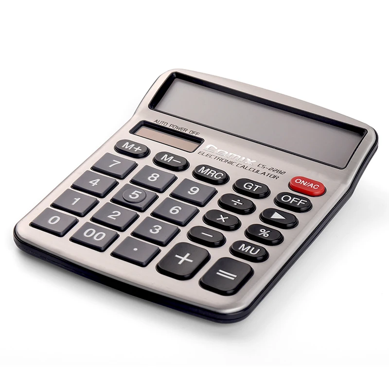 Comix hot selling 12 Digits Two Way Power Battery and Solar Desktop Financial Calculators with Easy-to-Press Big Buttons