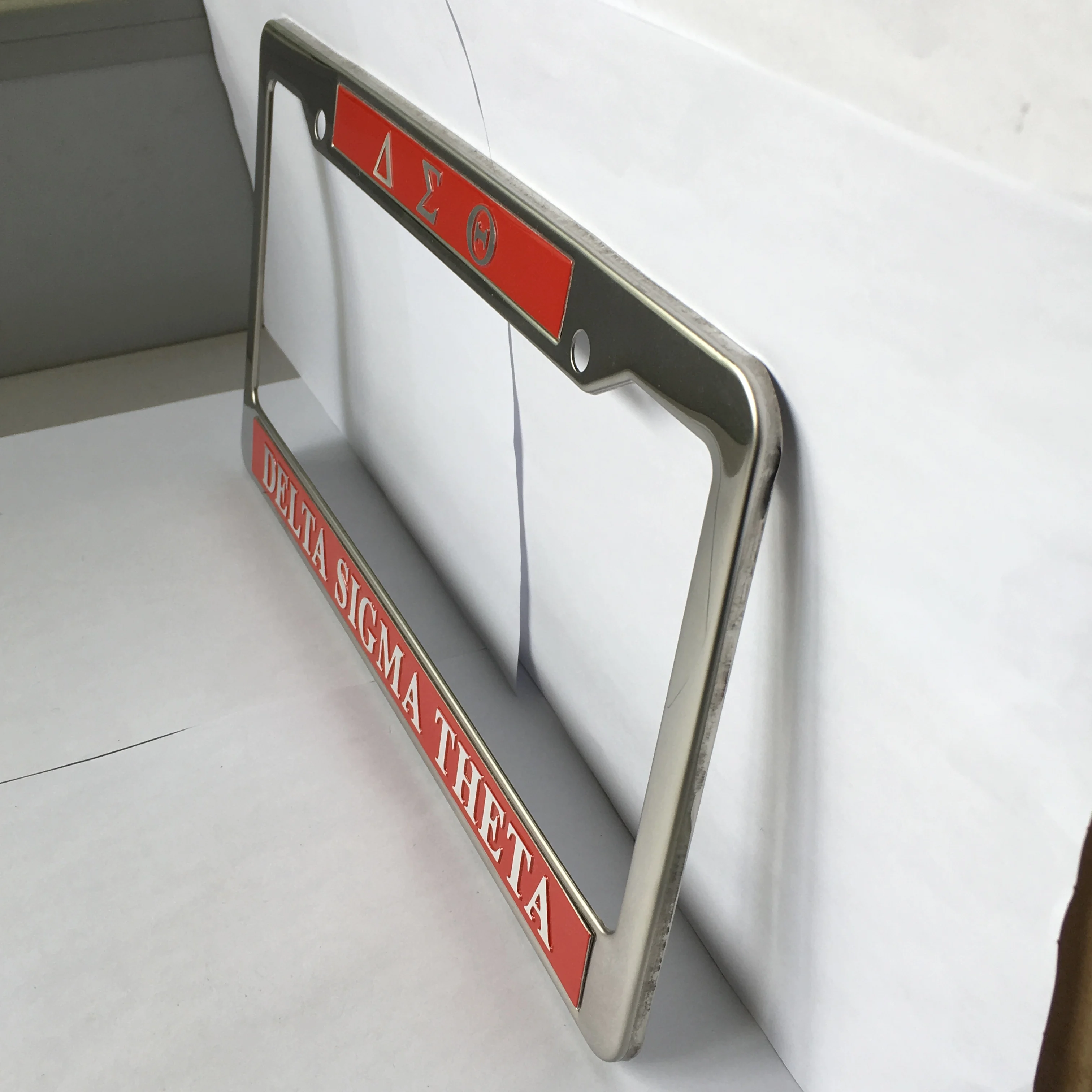 usa standard size metal stainless steel vehicle chrome plated lisence plate frame logo license number