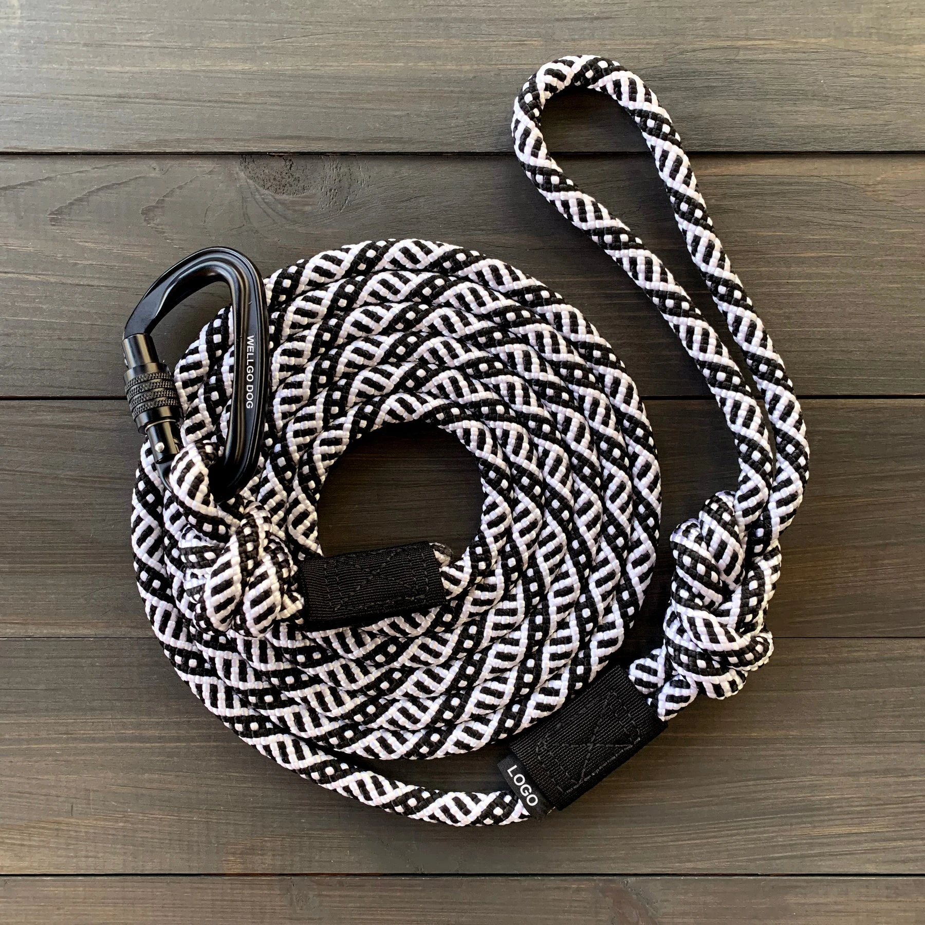 WELLGO PET Hot Selling Reflective Nylon Rope Dog Traction Rope Braided Climbing Rope Dog Lead Dog Walk Leash with P Chain