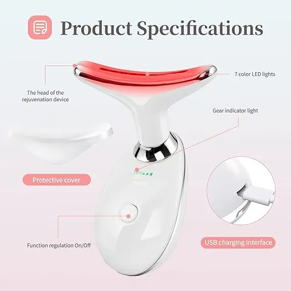 Factory Wholesale Facial Massager At Home Double Chin Reducer Beauty Device 7 Color LED Light Therapy For Face Neck Skin Care