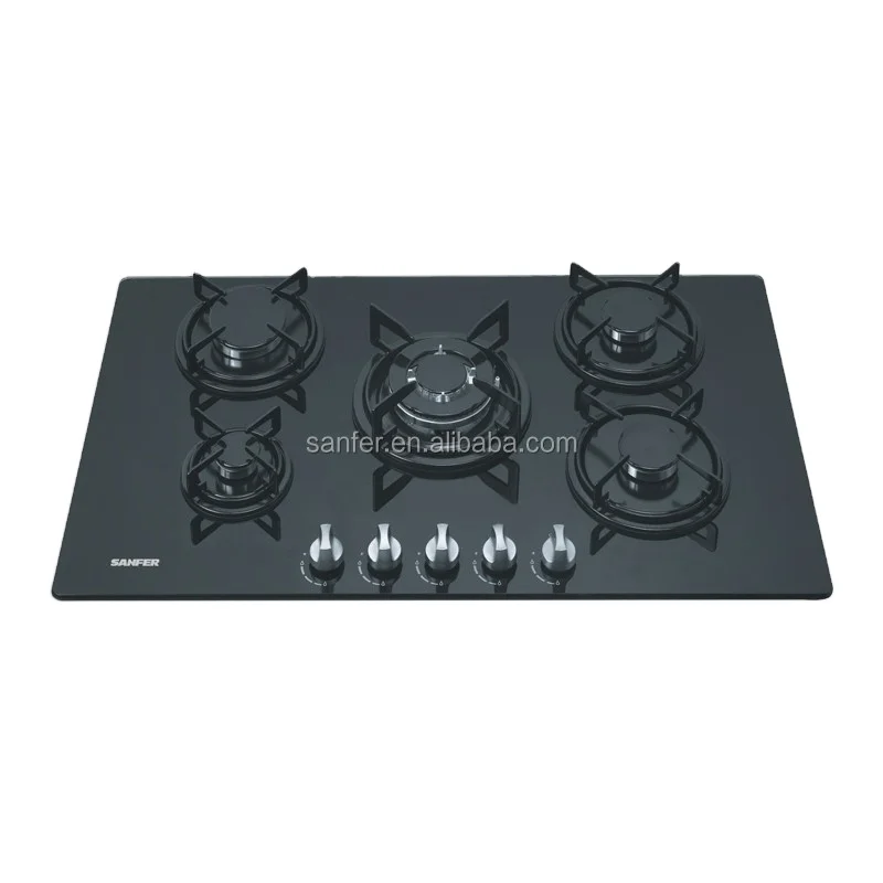 Silver color tempered glass cook-top 33 inch 3 burners gas stove