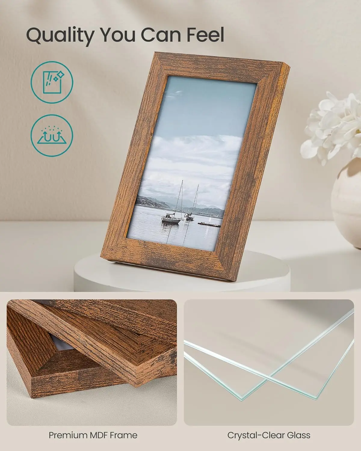 A set of 10 collage photo frames, two 8x10, four 5x7, four medium 4x6, wall gallery decoration, desktop display, glass,