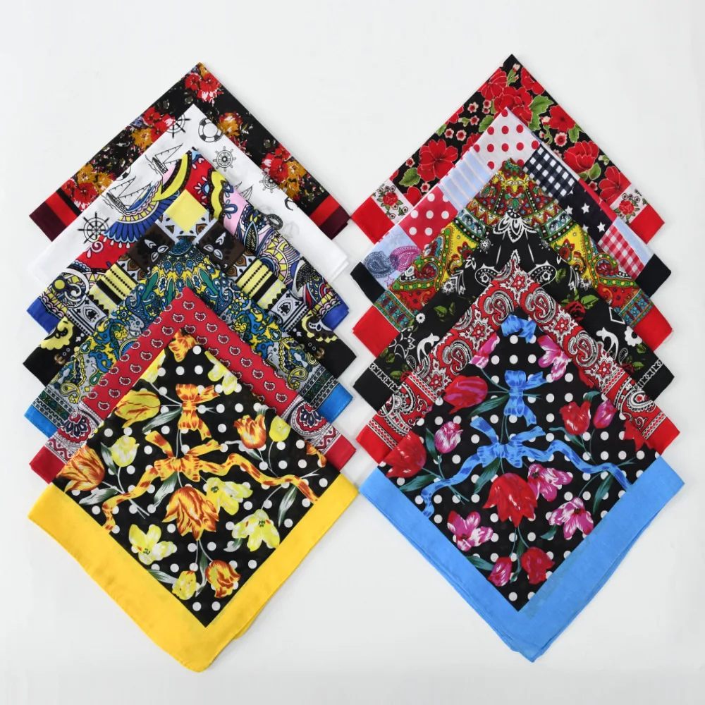 Grandma fashion floral headscarf Pastoral style cotton personality hip hop bandana Retro ethnic headscarf busker kerchief