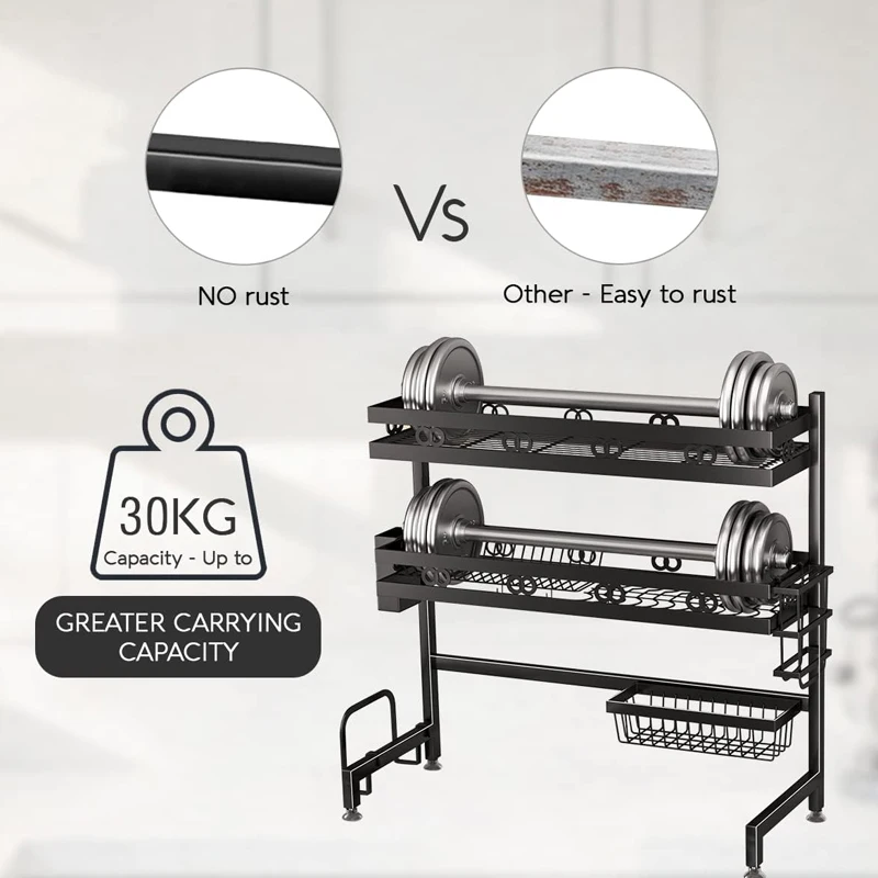 Hot Sellrack Stainless Steel Dish Automatic Drainer Drying Kitchen Rack Storage With Accessories