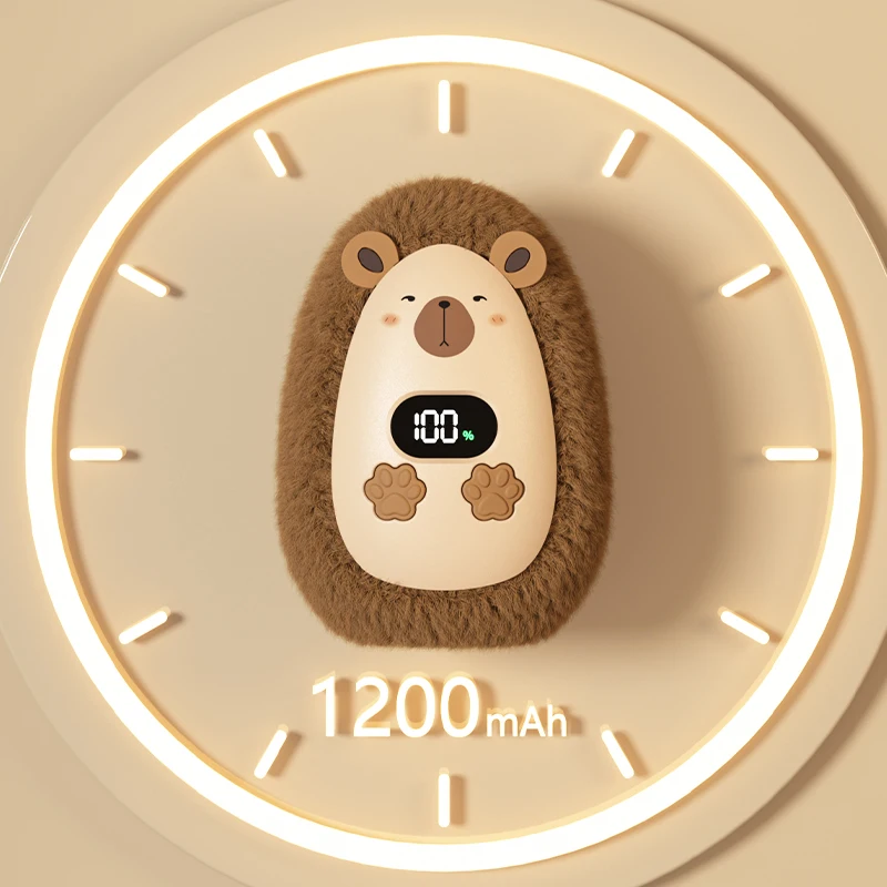 Winter Gift Digital Display Thermostatic Reusable Hand Warmers Heating Electric Cute Fluffy Comfortable Pocket Hand Warmer