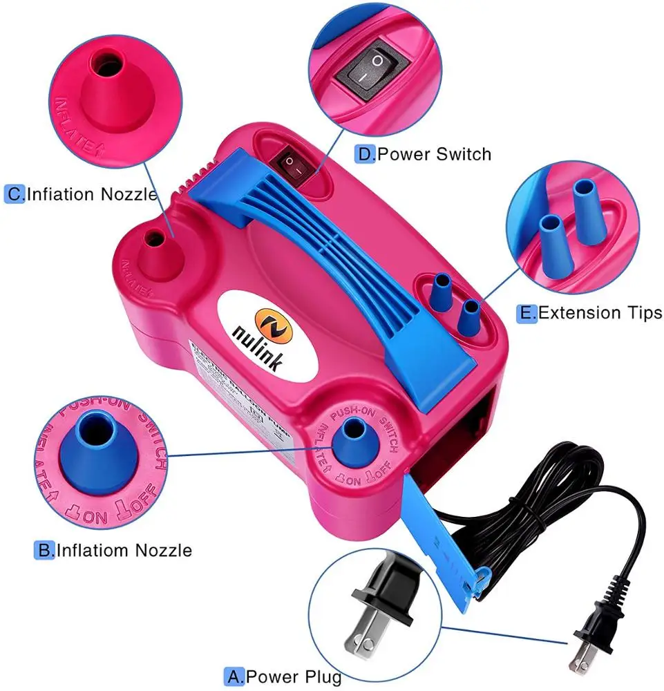 Automatic inflatable pump portable tool double-hole air Electric inflator balloon blower