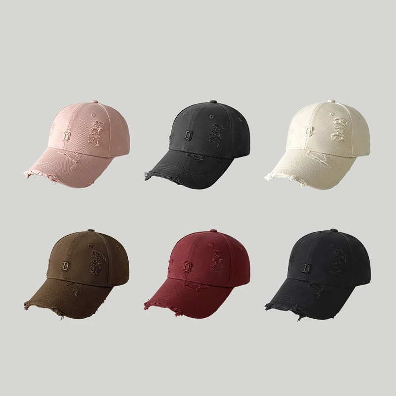 Vintage distressed holes solid color customized big head circumference Baseball Hat
