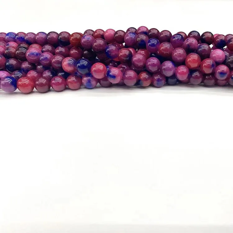 Wholesale 8mm natural stone beads red purple round bead for Jewelry making