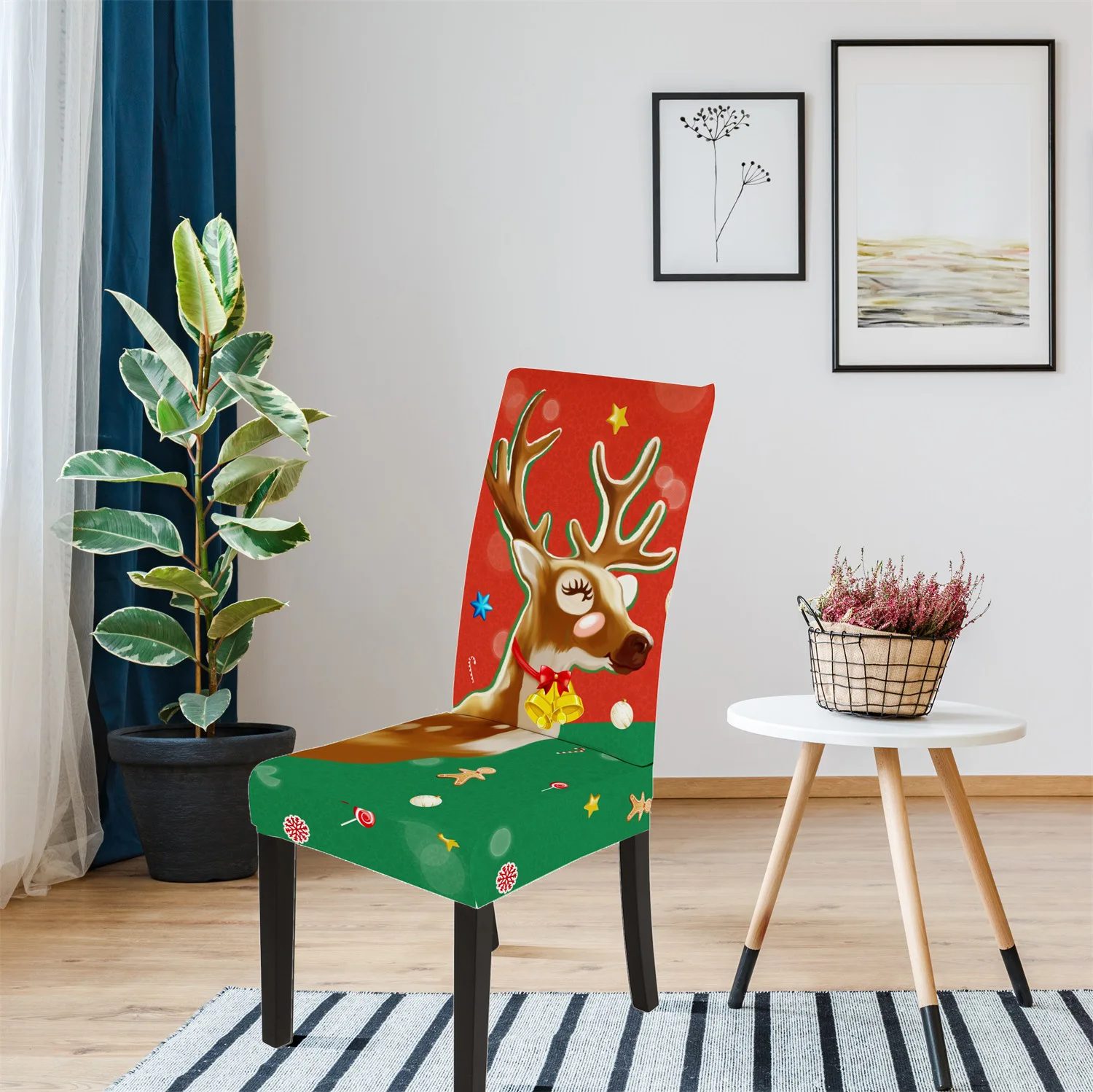 
 Красивый Рождественский хлопковый набор с 3D цифровой печатью, чехол на стол стула для столовой  