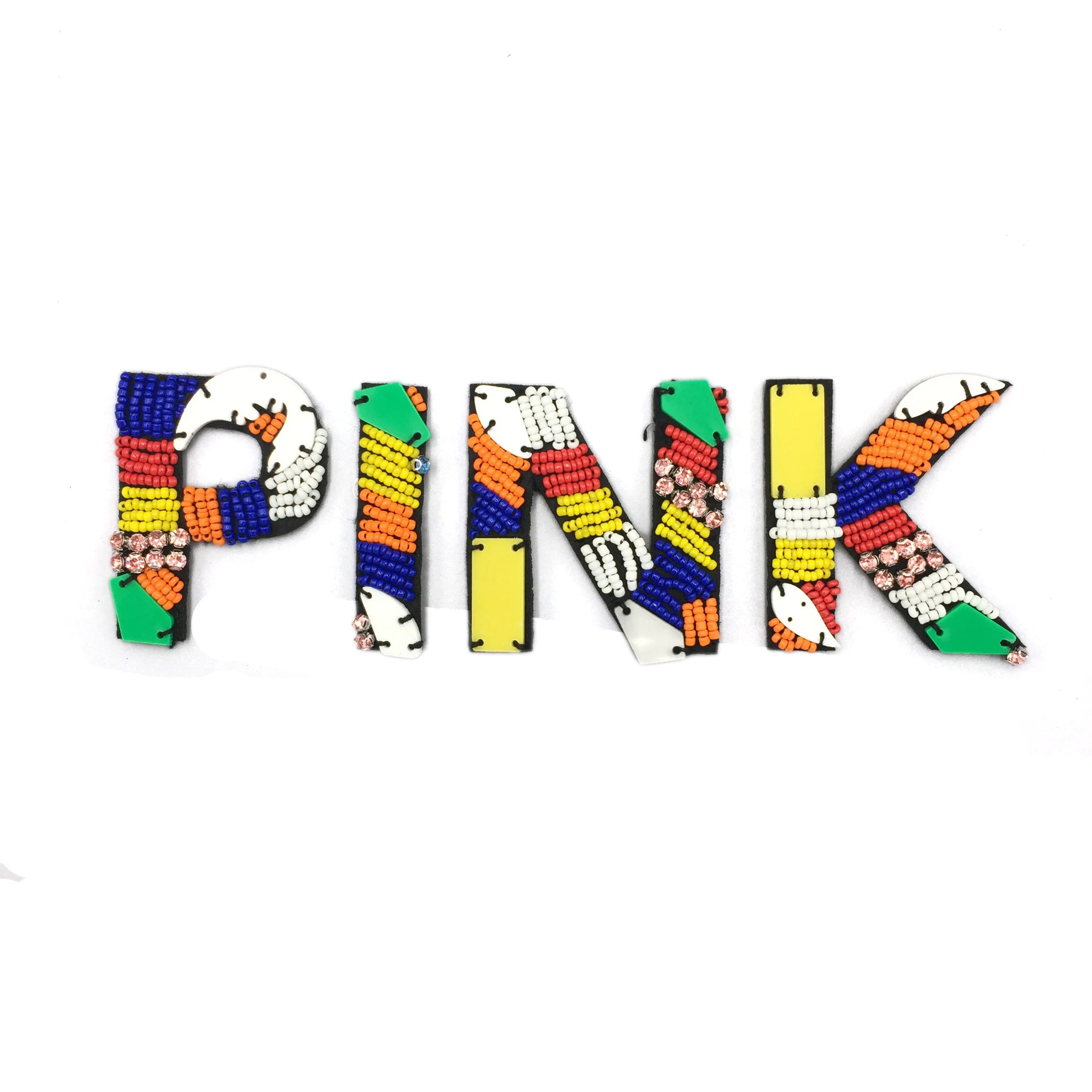 fashion colorful bead sew on alphabet patches handmade beading A-Z letter patches for garment clothing embellishment