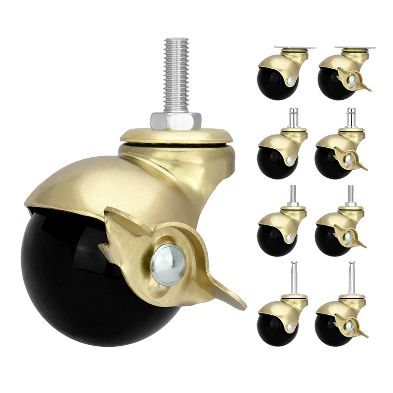 Universal 2 Inch PP Ball Furniture Casters Office Chair Caster Wheel 50mm Swivel Wheel Rubber Castor Metal Bracket