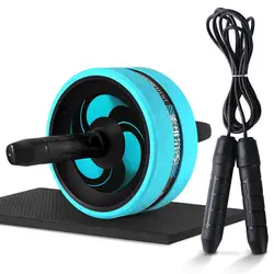 2022 wholesale muscle Fitness Exercises knee pad 2 in 1 ab wheel  roller set with  jump rope