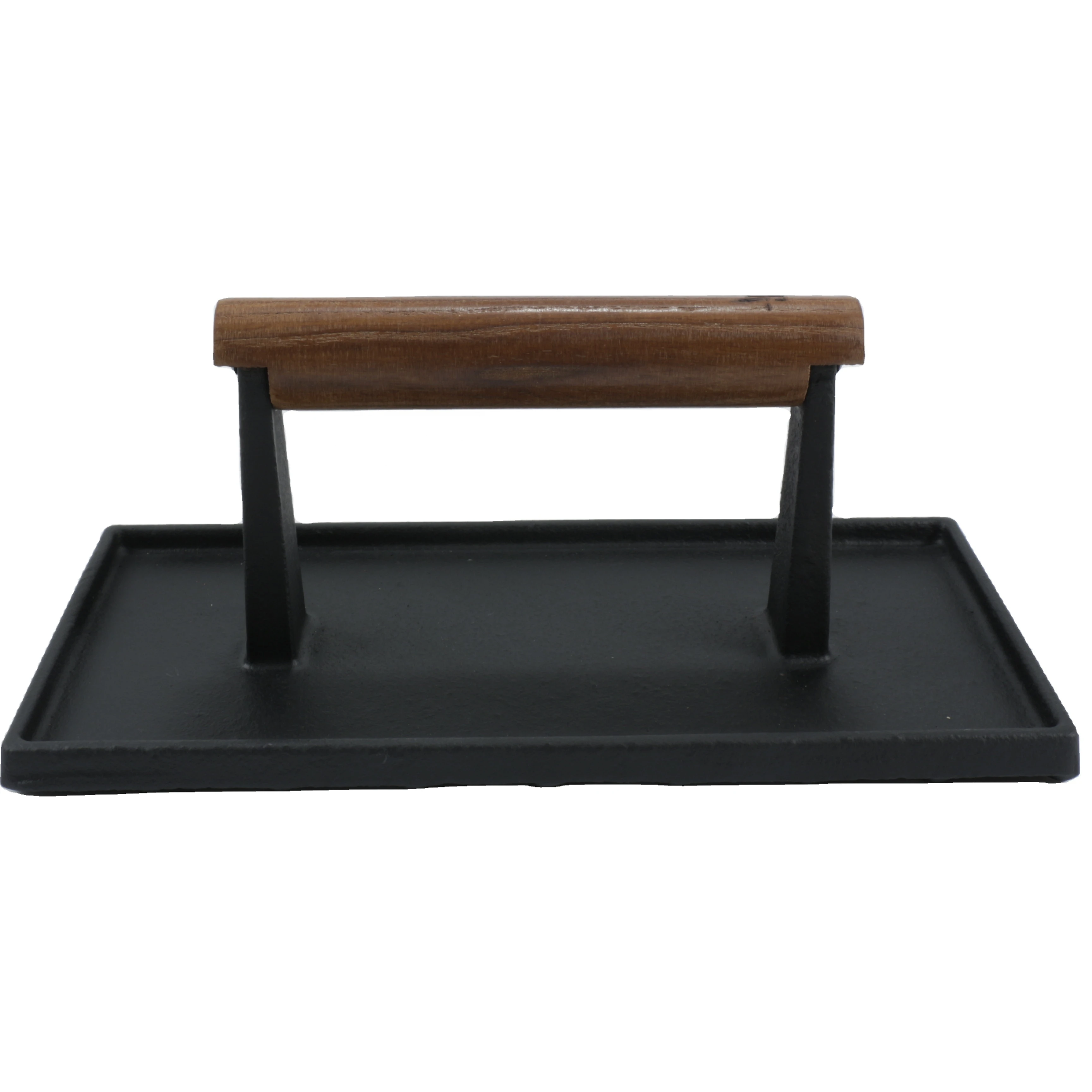 Cast Iron Grill Press, Steak Weight Bacon Press with Wood Handle Pre-Seasoned Rectangular Barbecue BBQ Hamburger