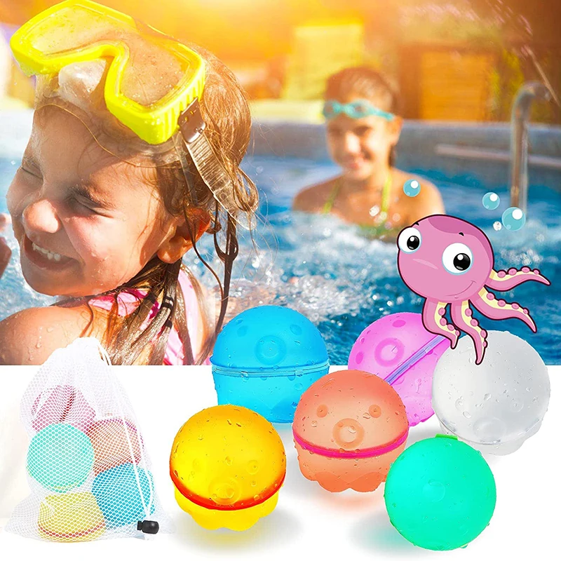 Reusable Water Balloons with Mesh Bag Latex-Free Silicone Quick Self-Sealing Water Bomb Splash Fun for Kids Adults