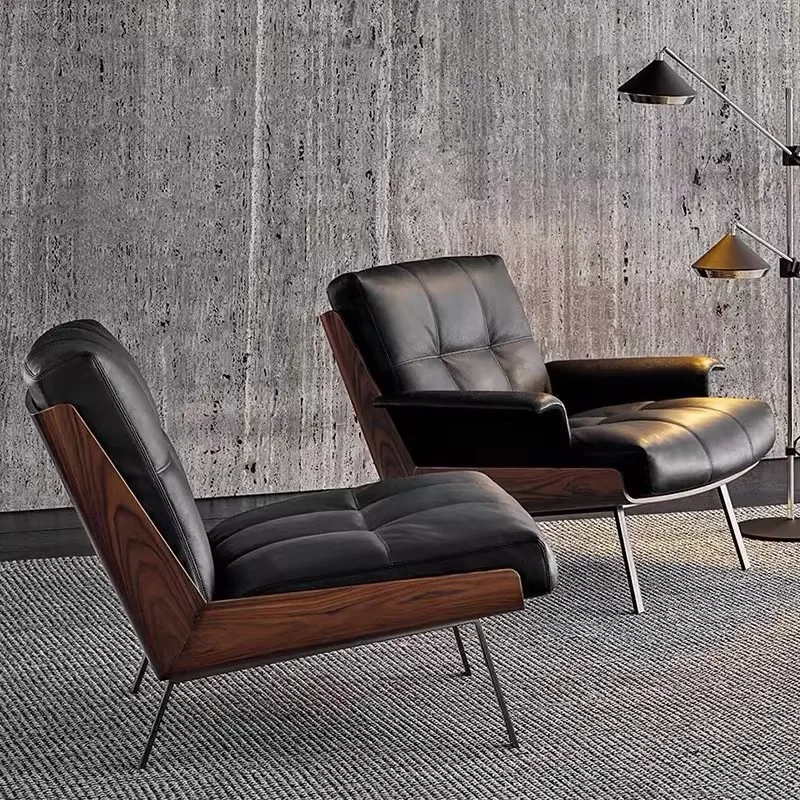 Light Luxury Solid Wood Lazy Sofa Chair for Living Room Bedroom Balcony or Hotel Leisure Style for Outdoor Use