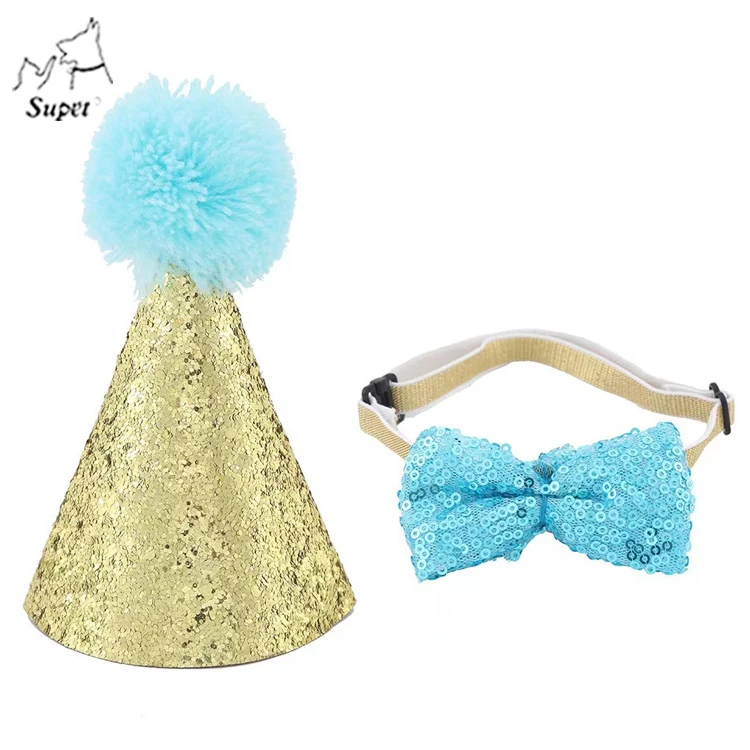 OEM Custom Popular Logo Woven Twill Happy Birthday Dog Hats Wholesale With Bow,Hat For Dog Christmas