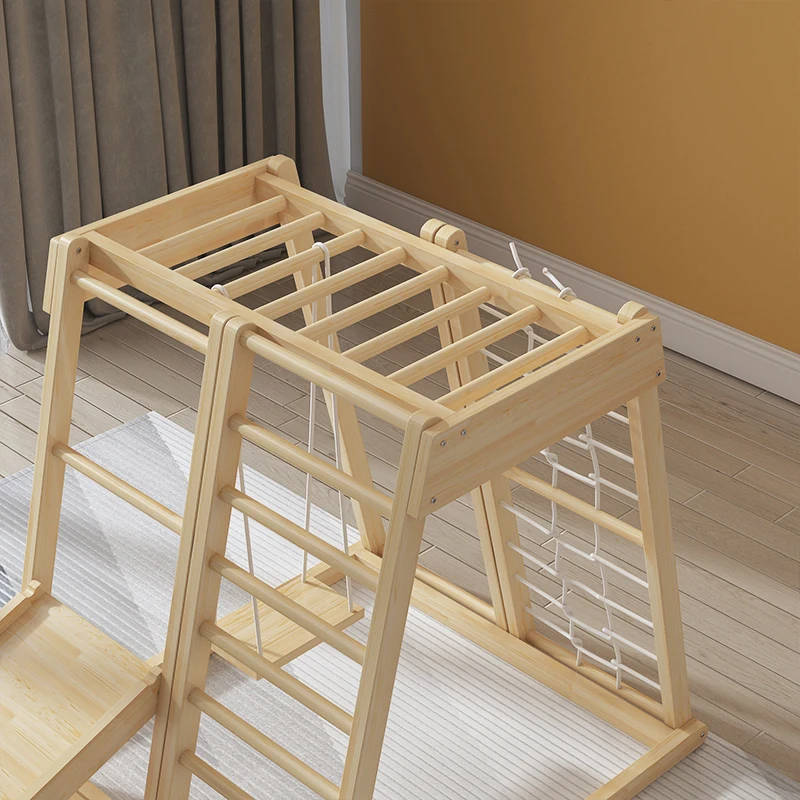 Pikler Triangle Kids Indoor  Gym Kids Wooden Gym Pikler Triangle Climbing Indoor Playground Toddler Climber Slide